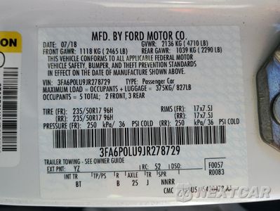 Zdjęcie 12 z 12 samochodu: 2018 FORD FUSION SE HYBRID VIN:3FA6P0LU9JR278729 - miniatura