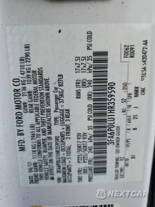 Zdjęcie 12 z 12 samochodu: 2017 FORD FUSION SE HYBRID VIN:3FA6P0LU1HR359590 - miniatura