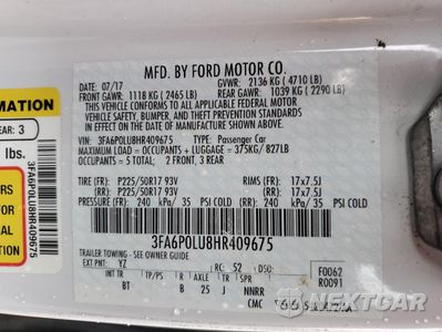 Zdjęcie 12 z 13 samochodu: 2017 FORD FUSION SE HYBRID VIN:3FA6P0LU8HR409675 - miniatura