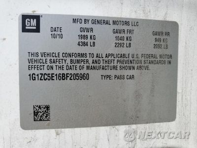 Zdjęcie 12 z 12 samochodu: 2011 CHEVROLET MALIBU 1LT VIN:1G1ZC5E16BF205960 - miniatura