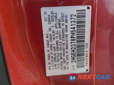 Zdjęcie 13 z 15 samochodu: 1993 HONDA CIVIC VX VIN:2HGEH2378PH541372 - miniatura