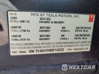 Zdjęcie 13 z 14 samochodu: 2016 TESLA MODEL S VIN:5YJSA1E48GF143233 - miniatura