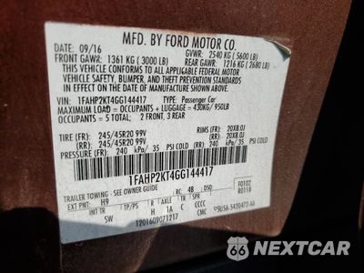 Zdjęcie 12 z 14 samochodu: 2016 FORD TAURUS SHO VIN:1FAHP2KT4GG144417 - miniatura