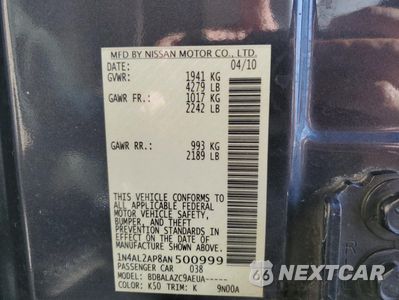 Zdjęcie 13 z 13 samochodu: 2010 NISSAN ALTIMA BASE VIN:1N4AL2AP8AN500999 - miniatura