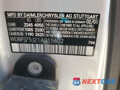 Zdjęcie 12 z 14 samochodu: 2001 MERCEDES-BENZ CL 500 VIN:WDBPJ75J21A015602 - miniatura