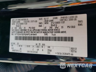 Zdjęcie 12 z 15 samochodu: 2017 FORD F150 SUPERCREW VIN:1FTEW1EP2HFC41941 - miniatura