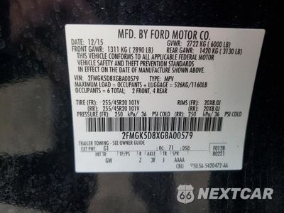Zdjęcie 12 z 12 samochodu: 2016 FORD FLEX LIMITED VIN:2FMGK5D8XGBA00579 - miniatura