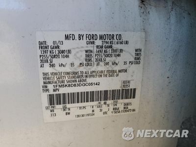 Zdjęcie 14 z 16 samochodu: 2013 FORD EXPLORER XLT VIN:1FM5K8D83DGC05142 - miniatura