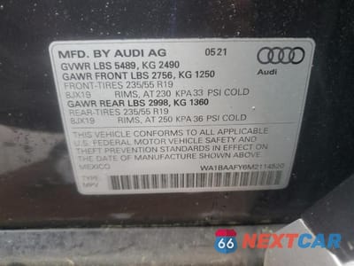 Zdjęcie 13 z 13 samochodu: 2021 AUDI Q5 PREMIUM PLUS VIN:WA1BAAFY6M2114520 - miniatura