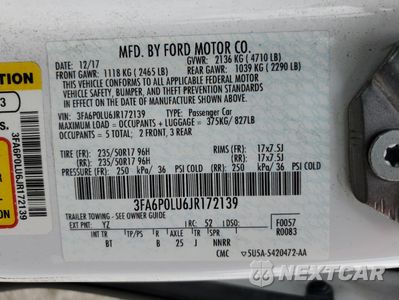Zdjęcie 12 z 13 samochodu: 2018 FORD FUSION SE HYBRID VIN:3FA6P0LU6JR172139 - miniatura