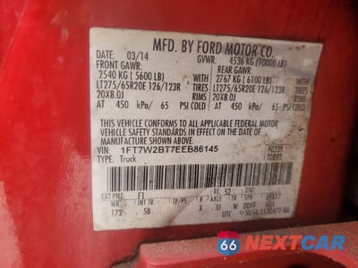 Zdjęcie 12 z 12 samochodu: 2014 FORD F250 SUPER DUTY VIN:1FT7W2BT7EEB86145 - miniatura