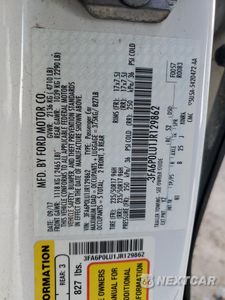 Zdjęcie 12 z 12 samochodu: 2018 FORD FUSION SE HYBRID VIN:3FA6P0LU1JR129862 - miniatura