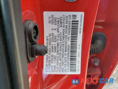 Zdjęcie 12 z 15 samochodu: 2019 HONDA CIVIC LX VIN:2HGFC2F65KH586297 - miniatura