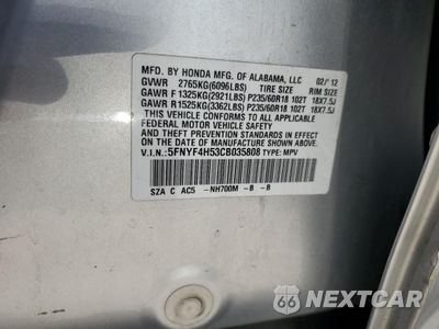 Zdjęcie 12 z 12 samochodu: 2012 HONDA PILOT EXL VIN:5FNYF4H53CB035808 - miniatura