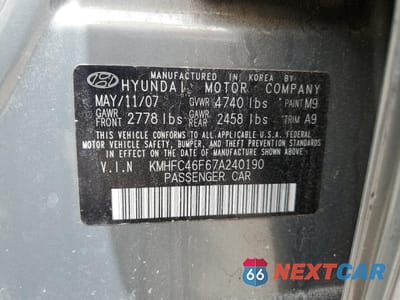 Zdjęcie 13 z 15 samochodu: 2007 HYUNDAI AZERA SE VIN:KMHFC46F67A240190 - miniatura