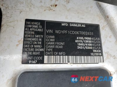 Zdjęcie 13 z 13 samochodu: 2019 FREIGHTLINER SPRINTER 2500/3500 VIN:WDYPF1CD0KT002631 - miniatura