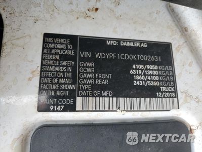 Zdjęcie 13 z 13 samochodu: 2019 FREIGHTLINER SPRINTER 2500/3500 VIN:WDYPF1CD0KT002631 - miniatura