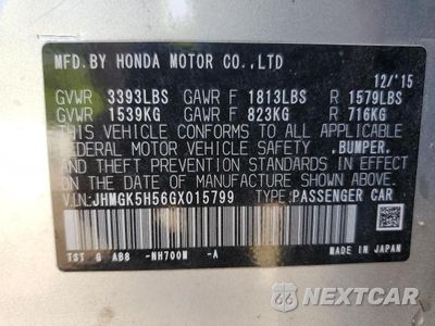 Zdjęcie 12 z 12 samochodu: 2016 HONDA FIT LX VIN:JHMGK5H56GX015799 - miniatura