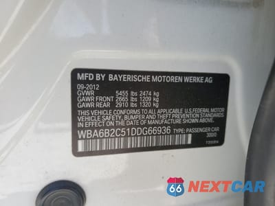 Zdjęcie 12 z 12 samochodu: 2013 BMW 650 I VIN:WBA6B2C51DDG66936 - miniatura