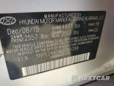 Zdjęcie 12 z 12 samochodu: 2016 HYUNDAI SONATA SE VIN:5NPE24AF4GH361299 - miniatura