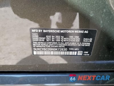Zdjęcie 13 z 14 samochodu: 2022 BMW X6 XDRIVE40I VIN:5UXCY6C09N9K72830 - miniatura