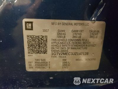 Zdjęcie 12 z 12 samochodu: 2018 GMC SIERRA K1500 SLE VIN:1GTV2MEC3JZ147128 - miniatura
