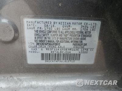 Zdjęcie 12 z 14 samochodu: 2016 NISSAN VERSA S VIN:3N1CN7AP3GL815912 - miniatura