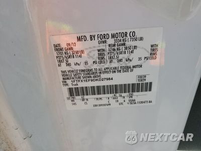 Zdjęcie 12 z 12 samochodu: 2013 FORD F150 SUPER CAB VIN:1FTFX1EF9DKD27984 - miniatura