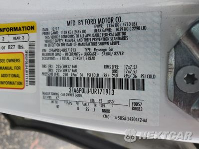 Zdjęcie 12 z 12 samochodu: 2018 FORD FUSION SE HYBRID VIN:3FA6P0LU4JR171913 - miniatura