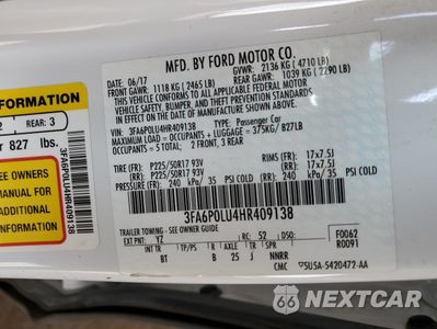 Zdjęcie 12 z 13 samochodu: 2017 FORD FUSION SE HYBRID VIN:3FA6P0LU4HR409138 - miniatura