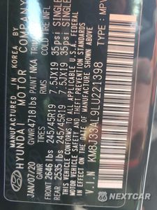 Zdjęcie 13 z 13 samochodu: 2020 HYUNDAI TUCSON LIMITED VIN:KM8J33AL9LU221398 - miniatura
