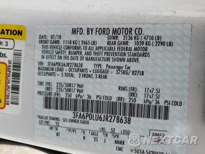 Zdjęcie 12 z 13 samochodu: 2018 FORD FUSION SE HYBRID VIN:3FA6P0LU6JR278638 - miniatura