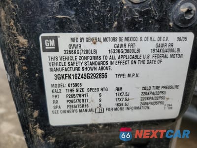 Zdjęcie 13 z 13 samochodu: 2005 GMC YUKON XL K1500 VIN:3GKFK16Z45G292856 - miniatura