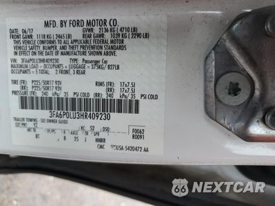 Zdjęcie 12 z 12 samochodu: 2017 FORD FUSION SE HYBRID VIN:3FA6P0LU3HR409230 - miniatura