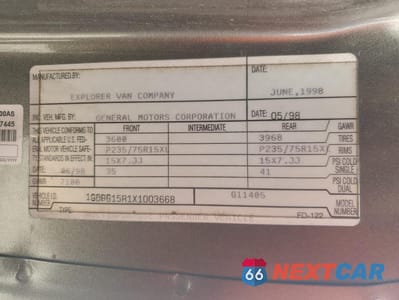 Zdjęcie 13 z 15 samochodu: 1999 GMC SAVANA RV G1500 VIN:1GDFG15R1X1003668 - miniatura