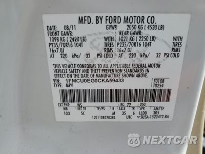 Zdjęcie 13 z 13 samochodu: 2012 FORD ESCAPE LIMITED VIN:1FMCU0EG0CKA59433 - miniatura