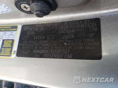 Zdjęcie 12 z 12 samochodu: 2013 KIA OPTIMA LX VIN:KNAGM4A7XD5387037 - miniatura