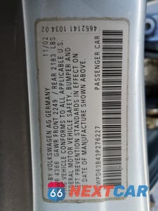 Zdjęcie 12 z 12 samochodu: 2003 VOLKSWAGEN PASSAT GLS VIN:WVWPD63B43P276227 - miniatura