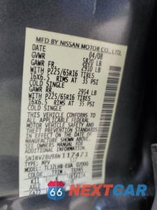 Zdjęcie 13 z 15 samochodu: 2008 NISSAN QUEST S VIN:5N1BV28U98N117471 - miniatura