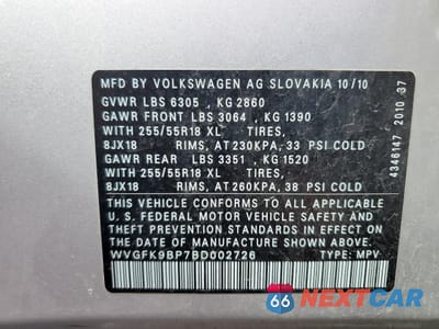 Zdjęcie 12 z 12 samochodu: 2011 VOLKSWAGEN TOUAREG V6 TDI VIN:WVGFK9BP7BD002726 - miniatura
