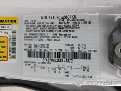 Zdjęcie 12 z 12 samochodu: 2019 FORD FUSION SE VIN:3FA6P0LUXKR124872 - miniatura