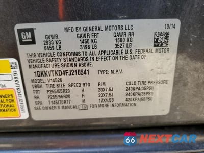 Zdjęcie 14 z 14 samochodu: 2015 GMC ACADIA DENALI VIN:1GKKVTKD4FJ210541 - miniatura