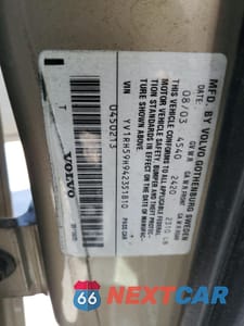 Zdjęcie 12 z 14 samochodu: 2004 VOLVO S60 2.5T VIN:YV1RH59H942351810 - miniatura