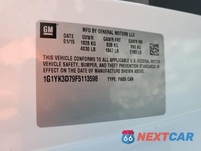 Zdjęcie 12 z 14 samochodu: 2015 CHEVROLET CORVETTE STINGRAY Z51 2LT VIN:1G1YK3D79F5113598 - miniatura