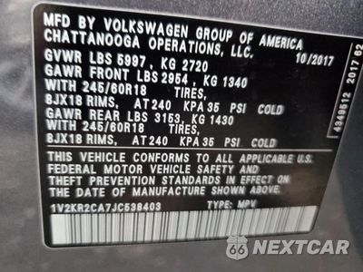 Zdjęcie 13 z 13 samochodu: 2018 VOLKSWAGEN ATLAS SE VIN:1V2KR2CA7JC538403 - miniatura