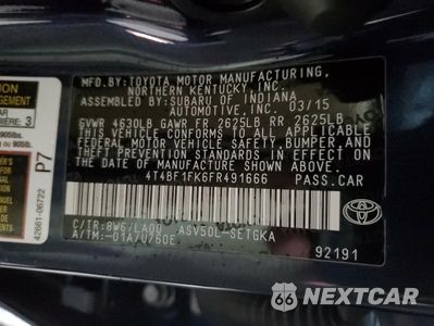 Zdjęcie 12 z 12 samochodu: 2015 TOYOTA CAMRY LE VIN:4T4BF1FK6FR491666 - miniatura
