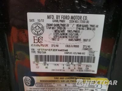 Zdjęcie 12 z 12 samochodu: 2013 FORD F150 SUPERCREW VIN:1FTFW1EF2DFA40546 - miniatura