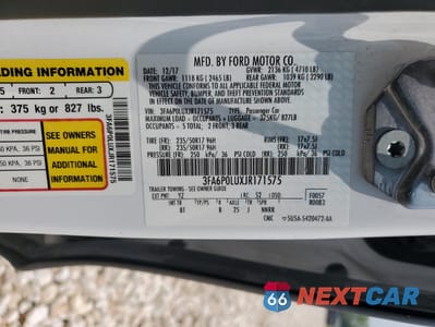 Zdjęcie 12 z 13 samochodu: 2018 FORD FUSION SE HYBRID VIN:3FA6P0LUXJR171575 - miniatura