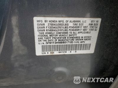 Zdjęcie 13 z 13 samochodu: 2011 HONDA PILOT TOURING VIN:5FNYF3H98BB017185 - miniatura