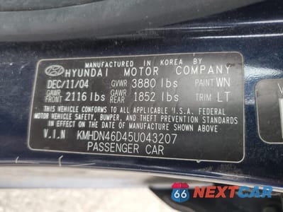 Zdjęcie 12 z 12 samochodu: 2005 HYUNDAI ELANTRA GLS VIN:KMHDN46D45U043207 - miniatura
